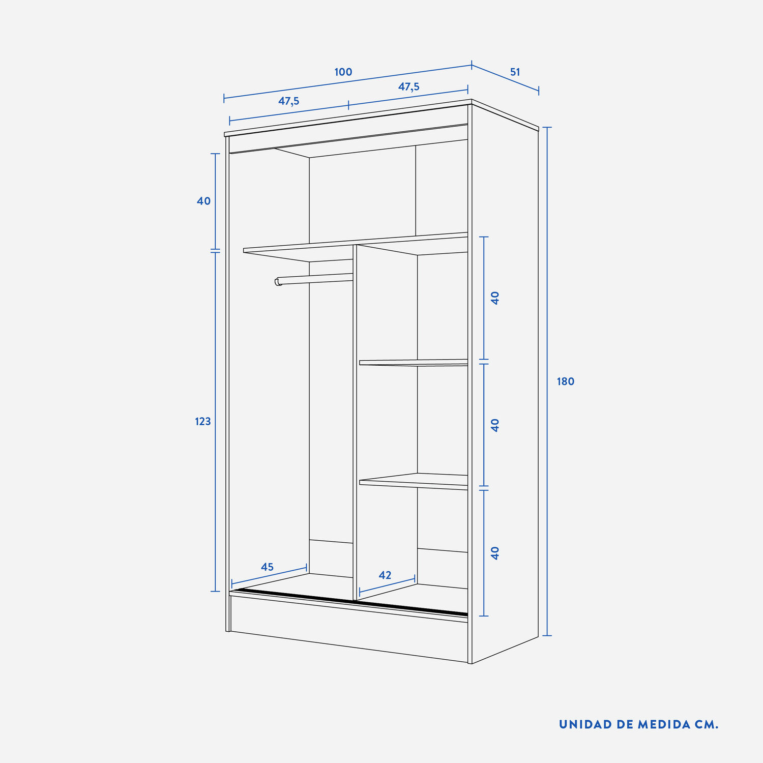 Clóset 2 Puertas Corredera Caburgua Walnut