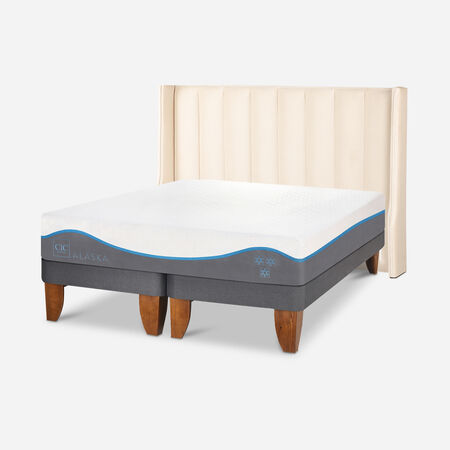 Cama Europea 2 Plazas Alaska Base Dividida + Respaldo Panaro