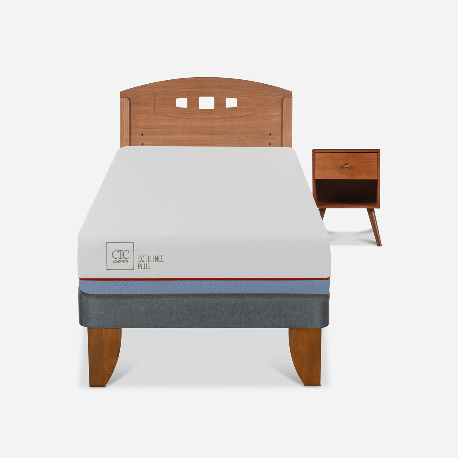 Cama Europea 1 Plaza Excellence Plus + Set Gales Caramel