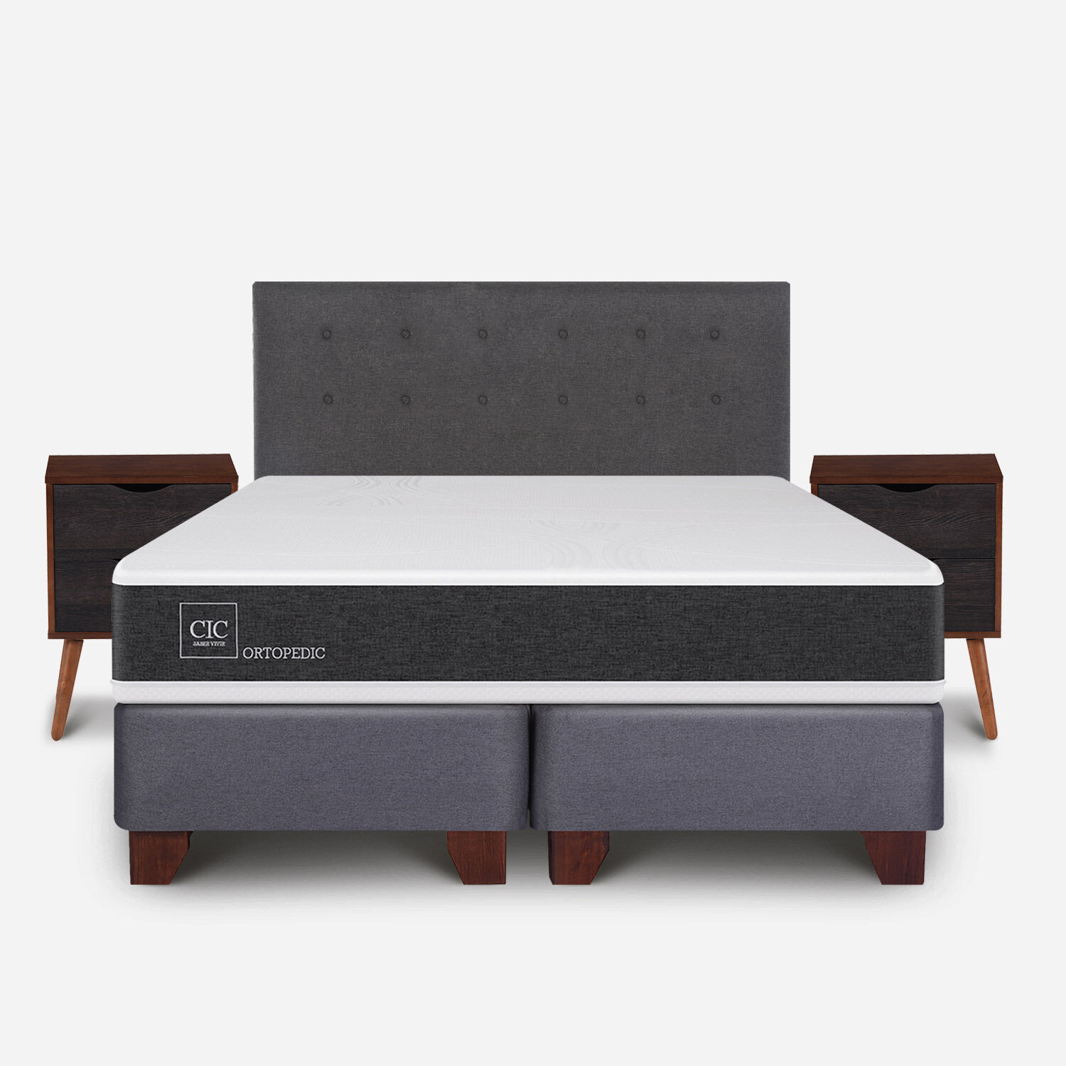 Box Spring 2 Plazas Ortopedic Base Dividida + Set &Eacute;ufrates