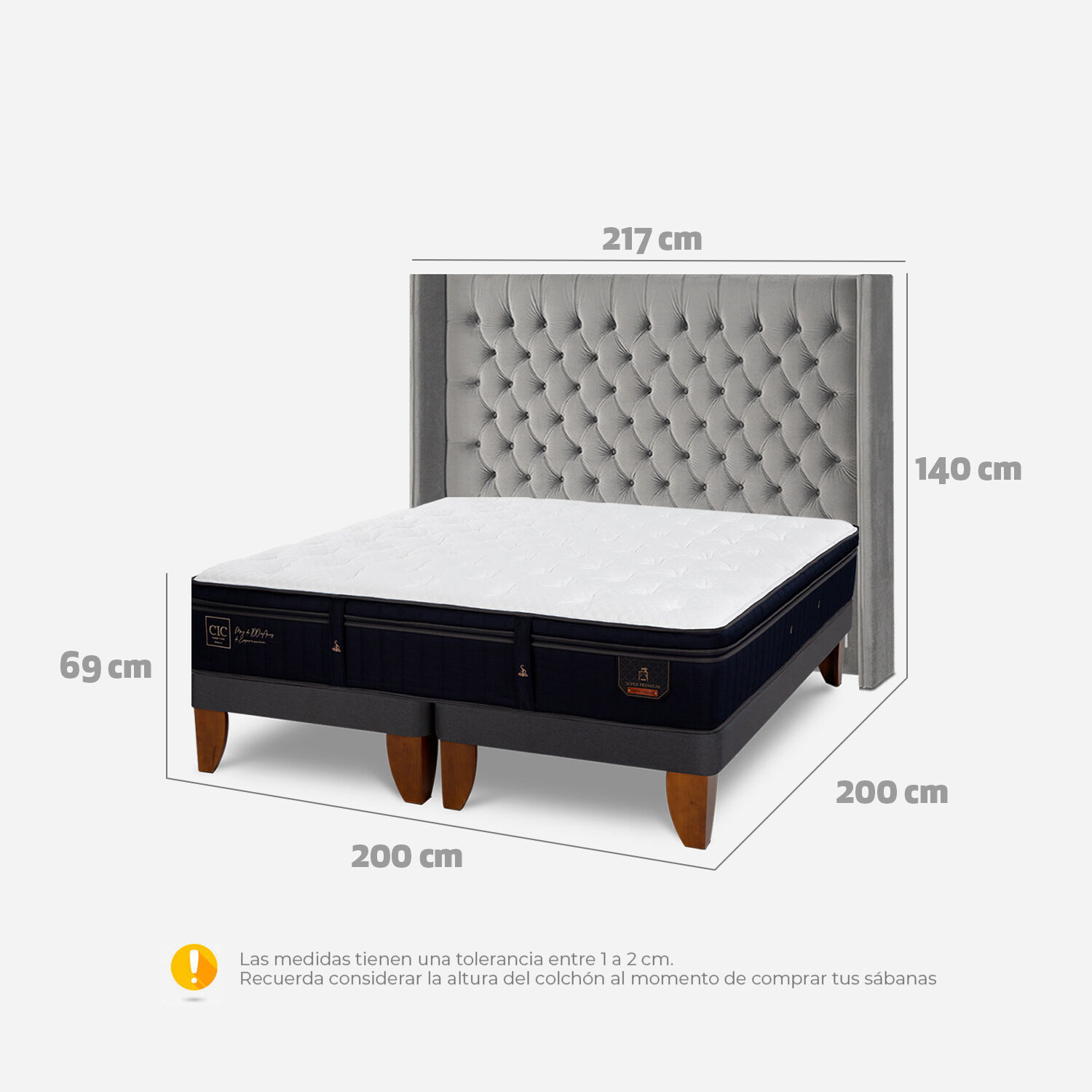 Cama Europea Super King Super Premium Respaldo Sesia