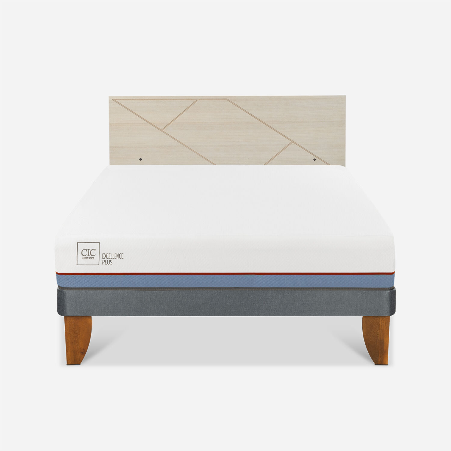 Cama Europea 2 Plazas Excellence Plus Base Normal + Respaldo Villarrica Alpino