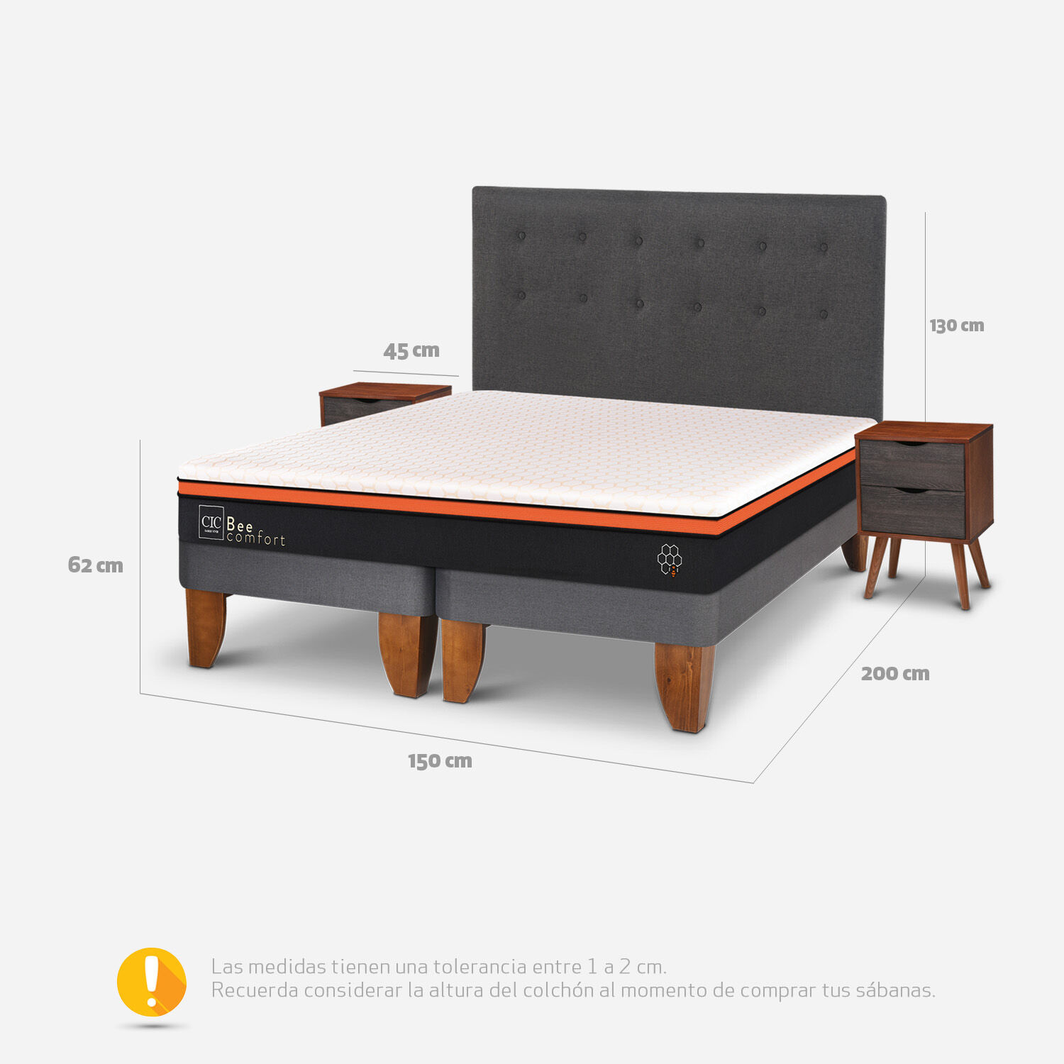 Cama Europea 2 Plazas Bee Comfort + Set Éufrates