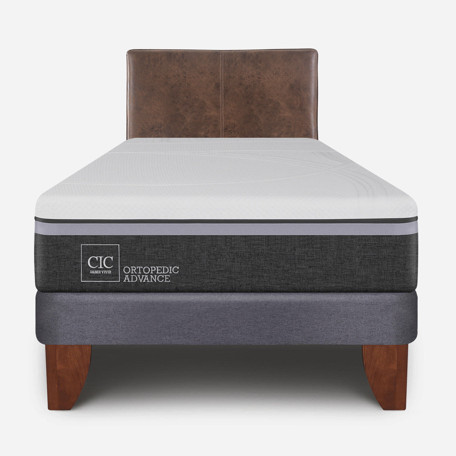 Cama Europea 1,5 Plazas Ortopedic Advance + Respaldo Baker