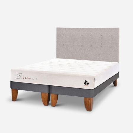 Cama Europea 2 Plazas Cocopedic Base Dividida + Respaldo Tigris