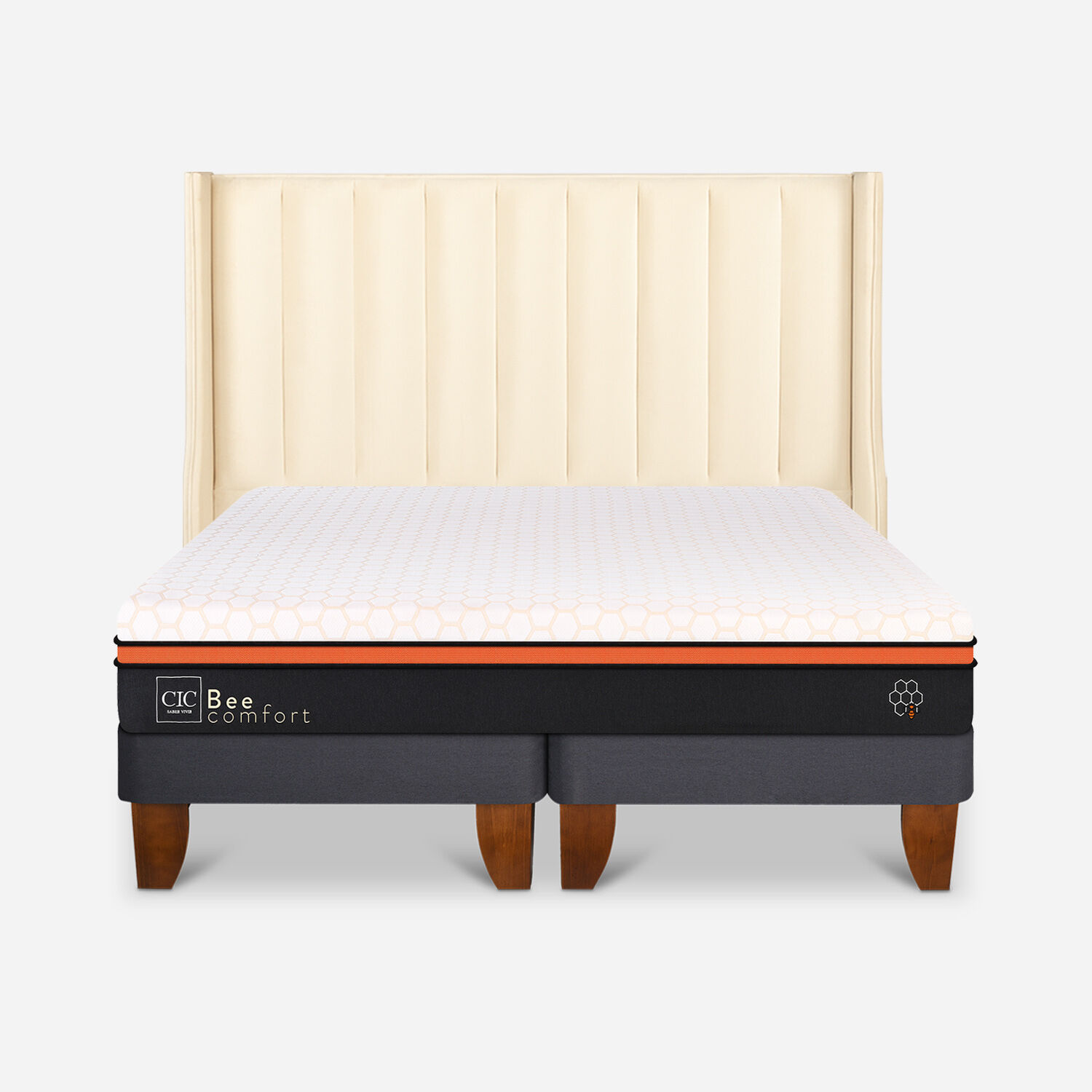 Cama Europea King Bee Comfort + Respaldo Panaro