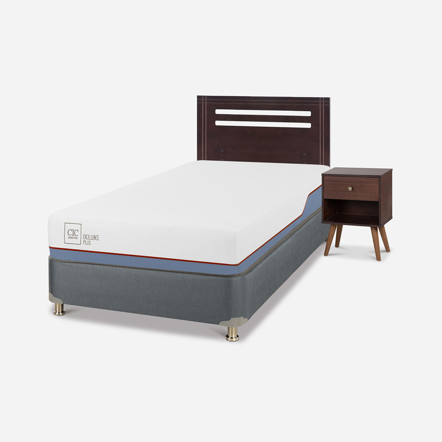 Cama Americana 1,5 Plazas Excellence Plus + Set M&uacute;nich Chocolate