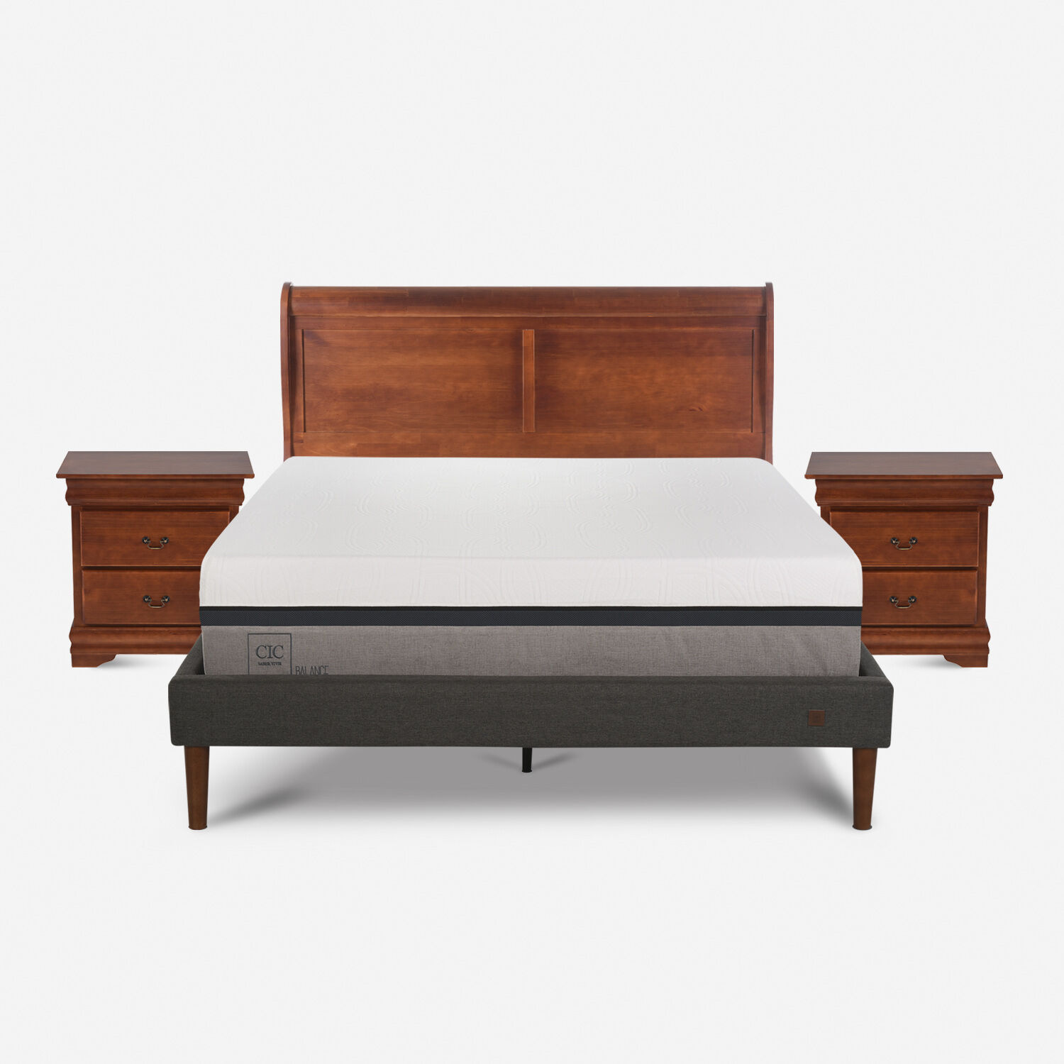 Cama Europea Curve 2 Plazas Balance + Set Miro