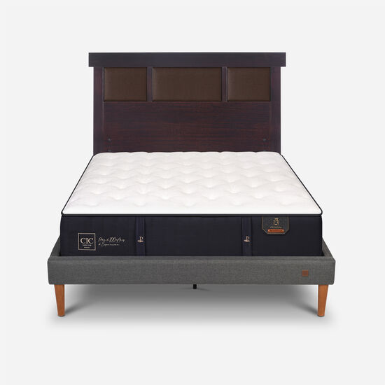 Cama Europea Curve 2 Plazas Premium + Respaldo New Dublín Choc