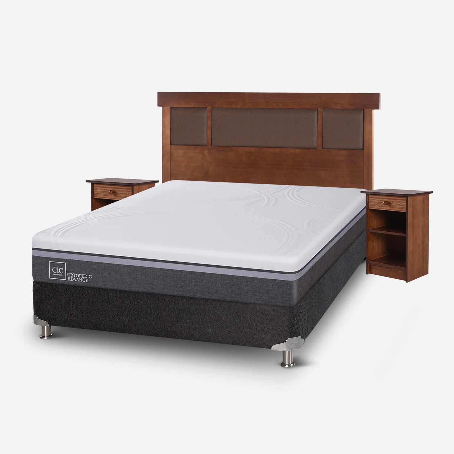 Box Spring 2 Plazas Ortopedic Advance Base Normal 5 Zonas + Set Dublín Caramel