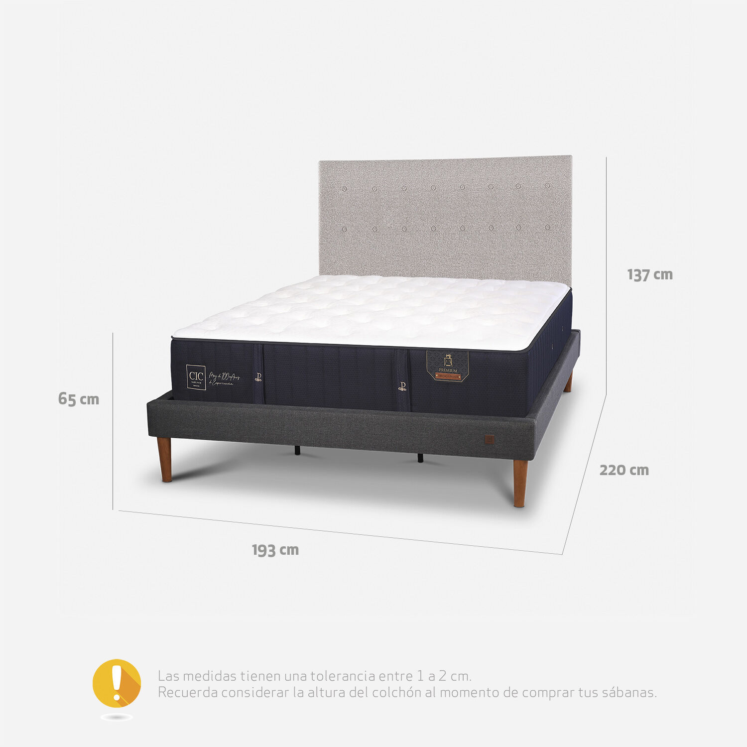 Cama Europea Curve King Premium + Respaldo Tigris