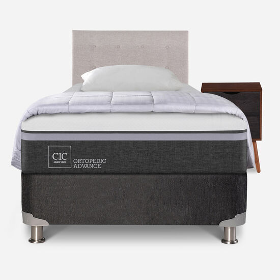 Box Spring 1.5 Plazas Ortopedic Advance 5 Zonas + Almohada + Plumón + Set Tigris