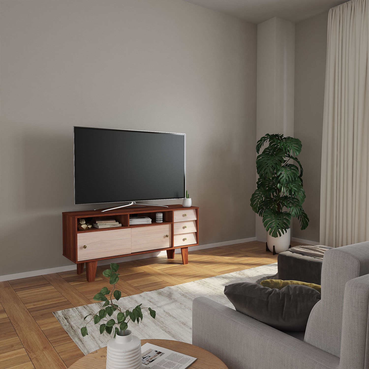 Rack Tv 60" Alto Miscanti Nogal