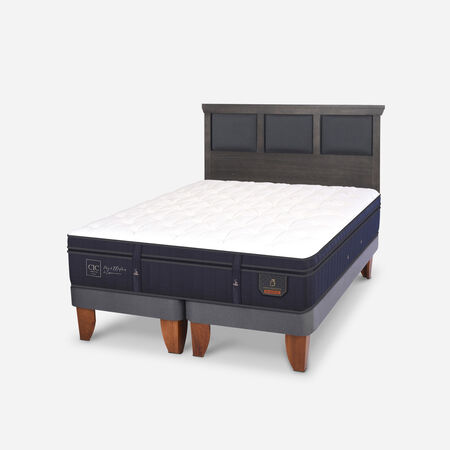 Cama Europea King Super Premium + Respaldo Torino Gris