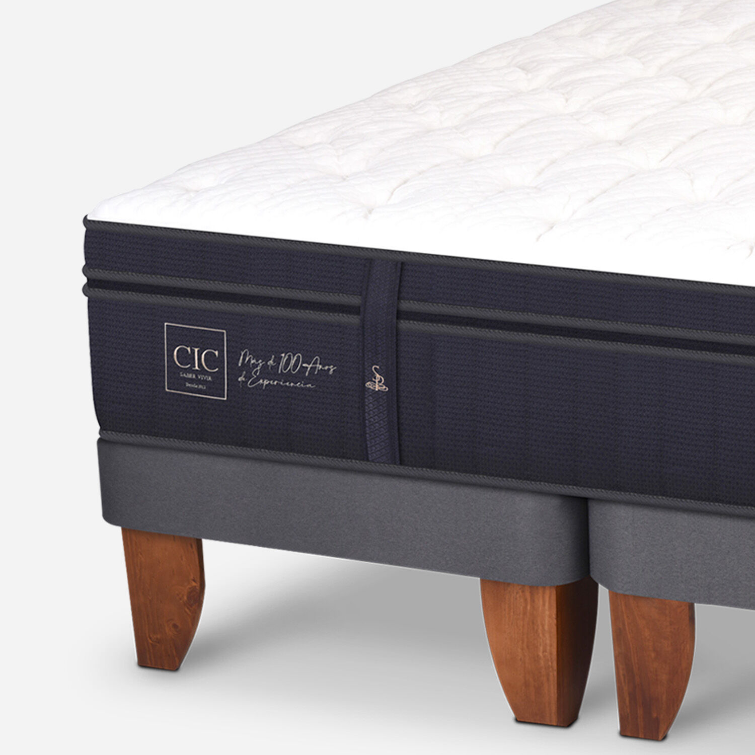 Cama Europea 2 Plazas Super Premium Base Dividida + Set Villarrica Gris