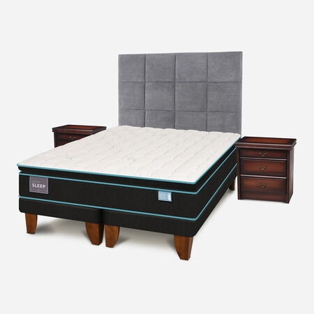 Cama Europea 2 Plazas Green Sleep Base Dividida + Set T&aacute;mesis