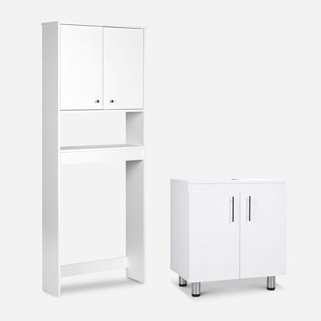 Set de Ba&ntilde;o Estante 2 Puertas 1 Repisa + Vanitorio Blanco