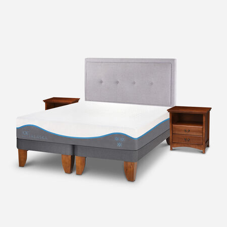 Cama Europea 2 Plazas Alaska Base Dividida + Set Ganges