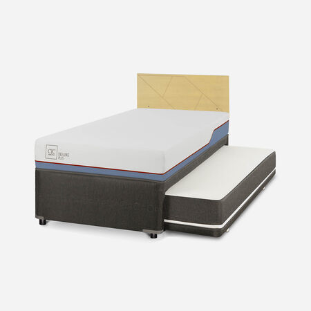 Cama Nido Div&aacute;n Excellence Plus + Respaldo Villarrica Mostaza