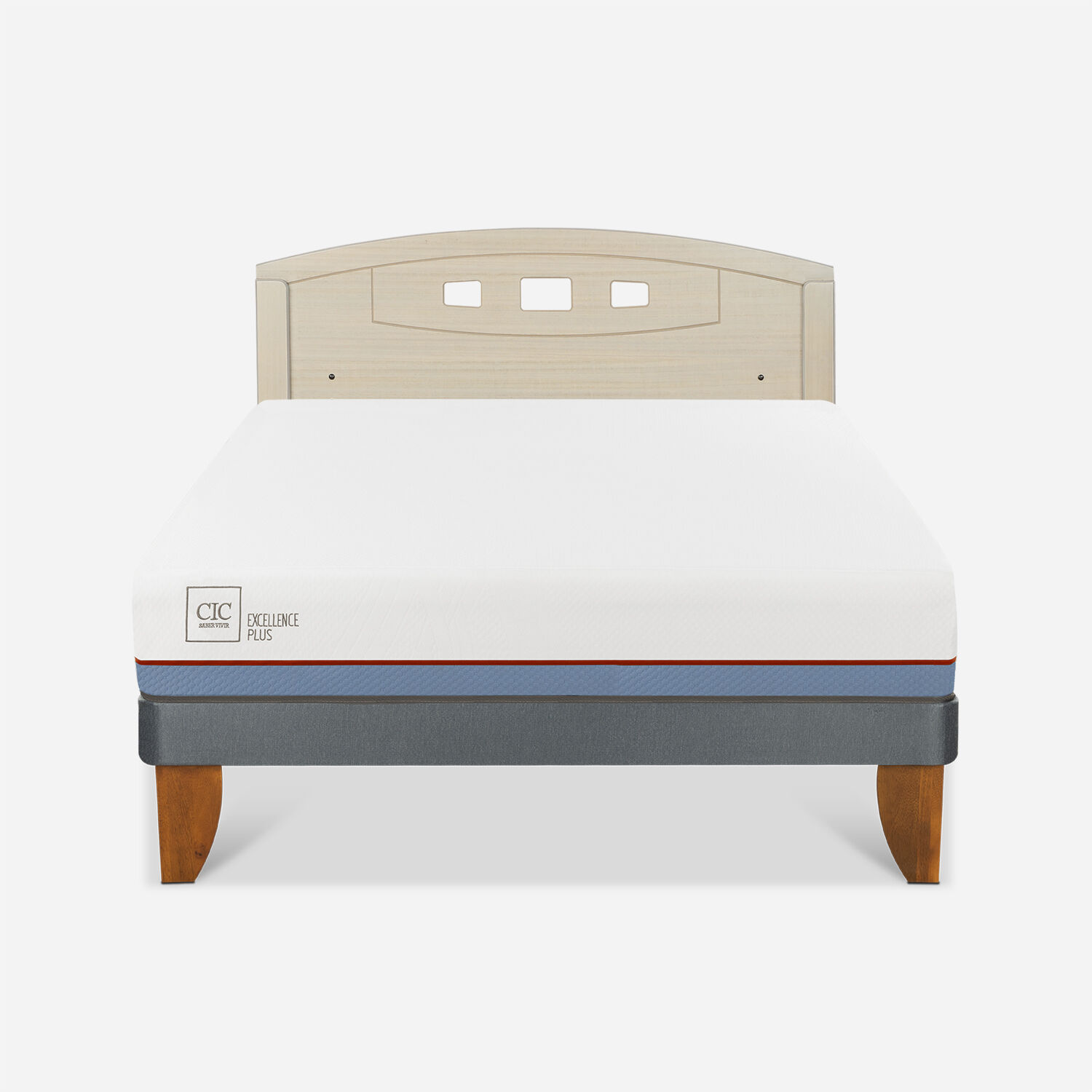 Cama Europea 2 Plazas Excellence Plus Base Normal + Respaldo Gales Alpino