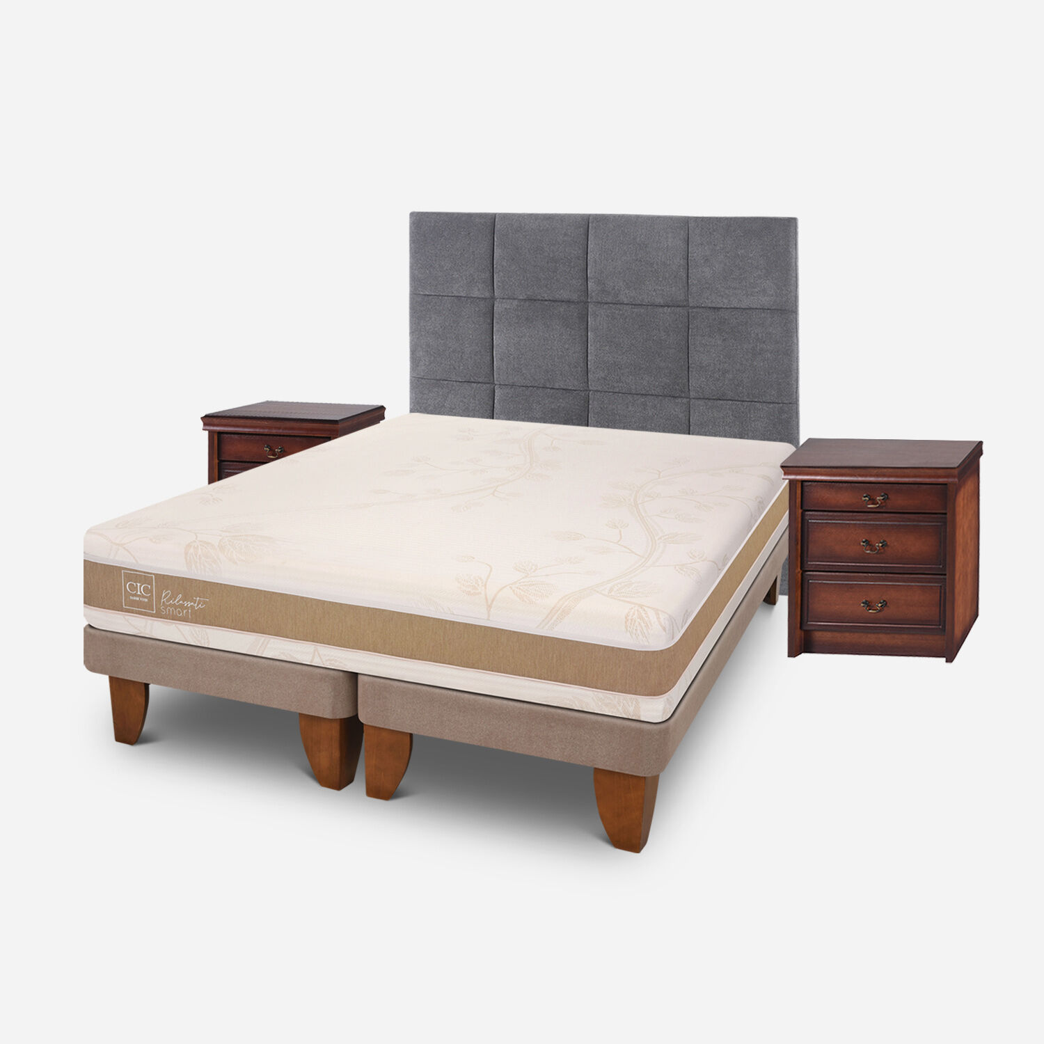 Cama Europea 2 Plazas Rilassati Infinity Base Dividida + Set T&aacute;mesis