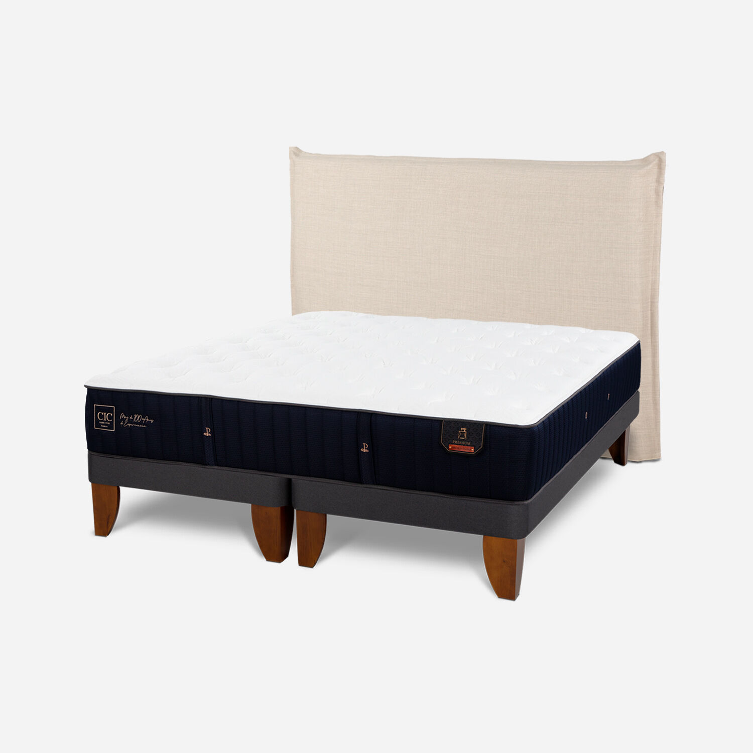 Cama Europea 2 Plazas Premium Base Dividida + Respaldo T&iacute;ber