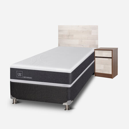 Box Spring 1,5 Plazas Ortopedic 5 Zonas + Set Legno