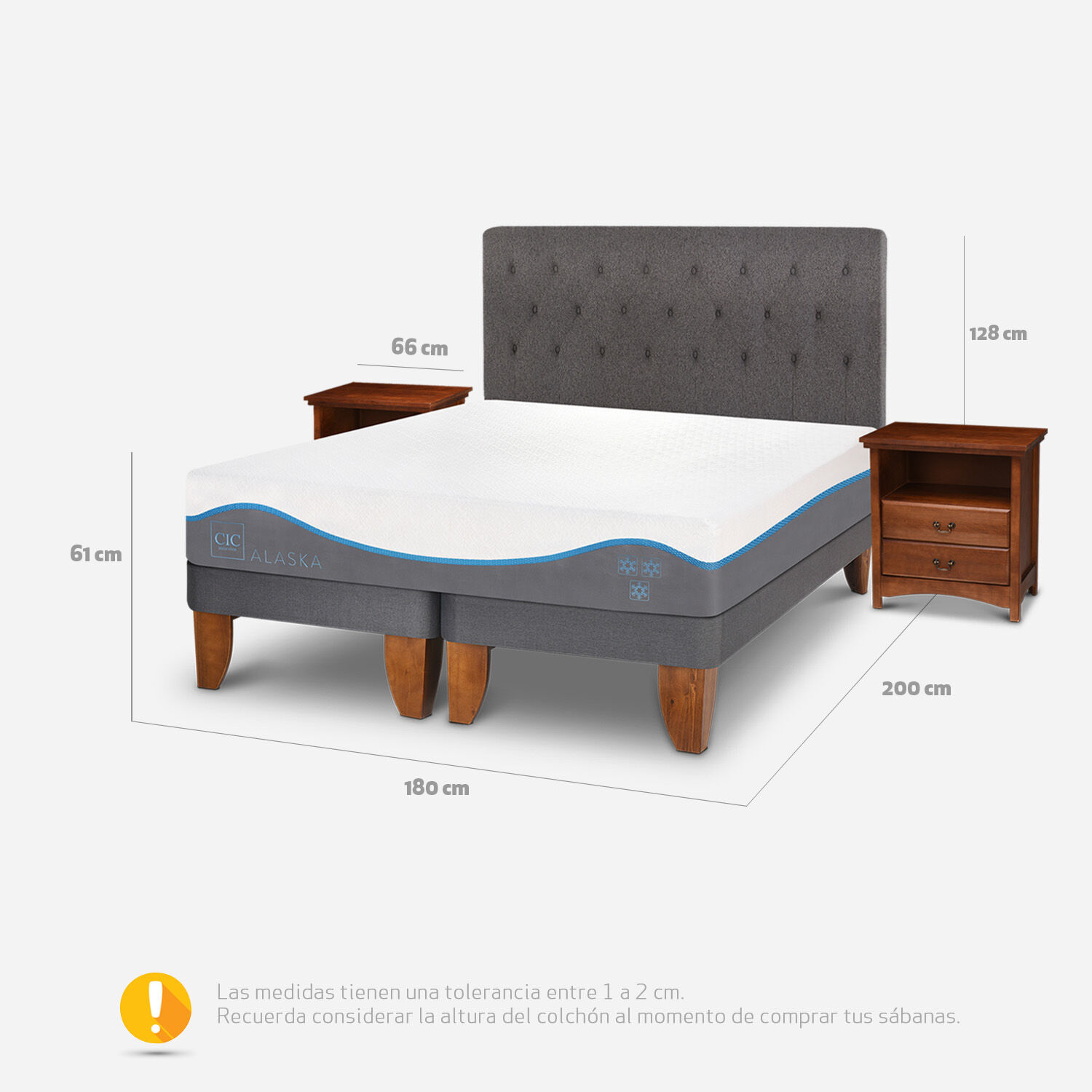 Cama Europea King Alaska + Set Kavery