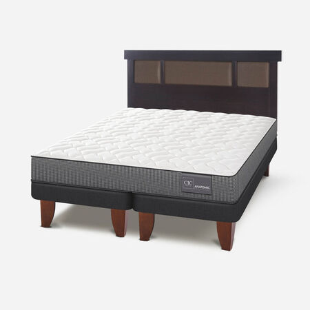 Cama Europea 2 Plazas Anatomic Base Dividida + Respaldo Dubl&iacute;n Chocolate