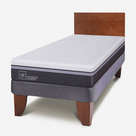 Cama Europea 1,5 Plazas Ortopedic Advance + Respaldo Villarrica Caramel