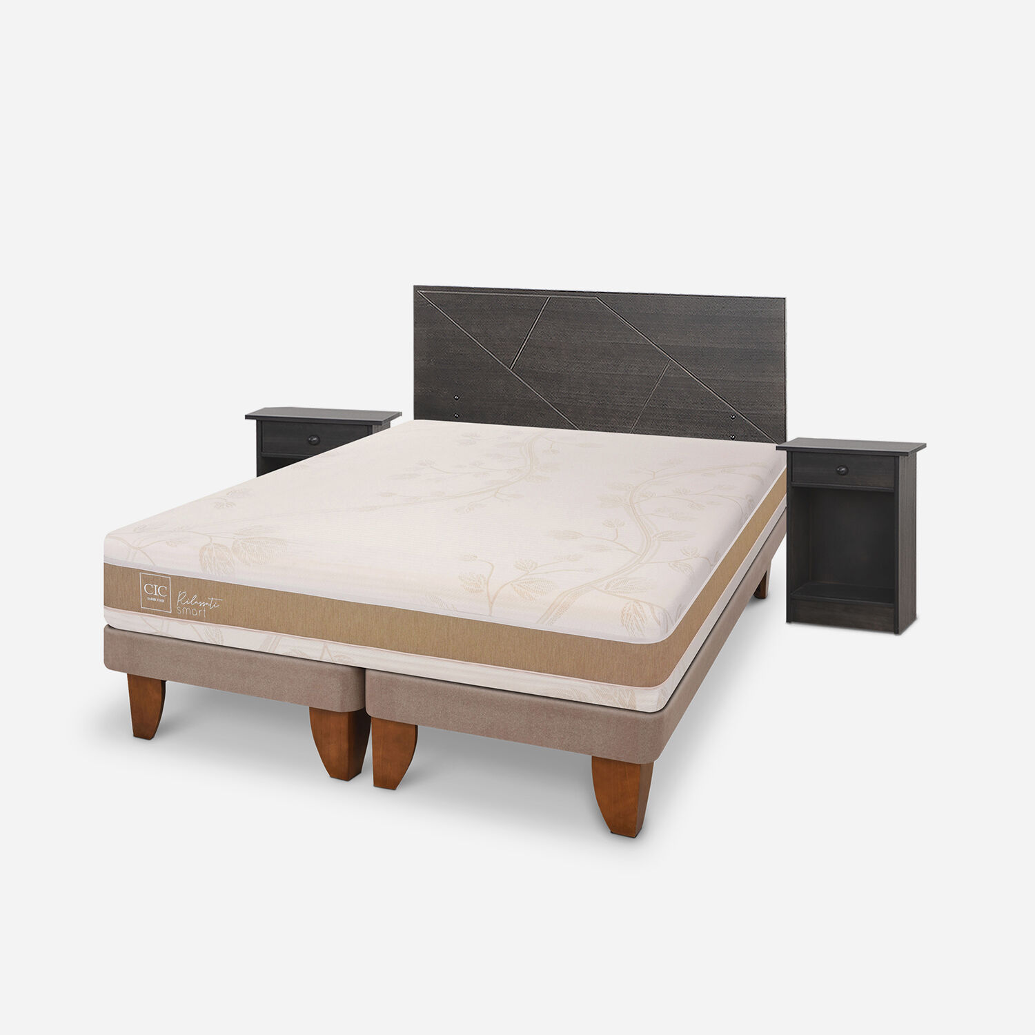 Cama Europea King Rilassati Infinity Set Villarrica Gris