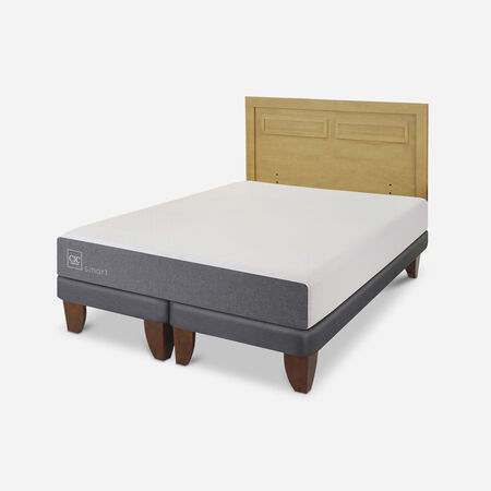 Cama Europea 2 Plazas Balance Base Dividida + Respaldo Mil&aacute;n Mostaza