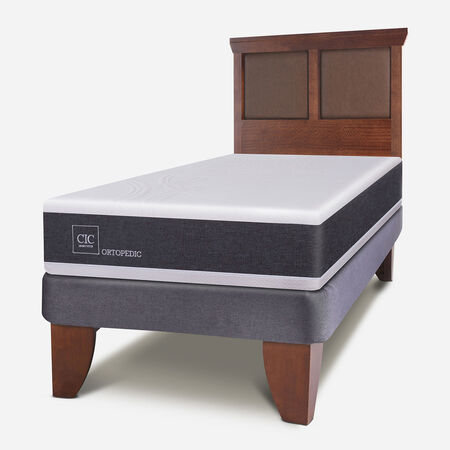 Cama Europea 1,5 Plazas Ortopedic + Respaldo Torino Caramel