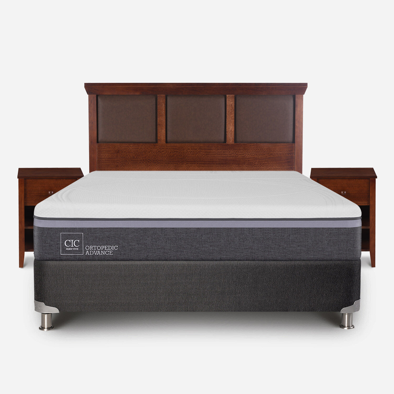 Box Spring 2 Plazas Ortopedic Advance Base Normal 5 Zonas + Set Torino Caramel
