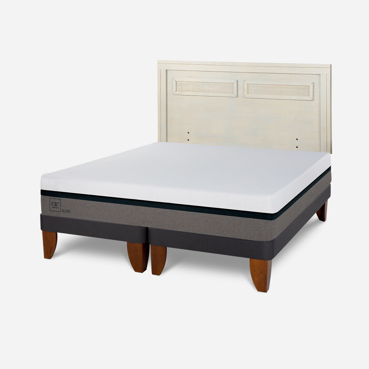 Cama Europea 2 Plazas Balance Base Dividida + Respaldo Mil&aacute;n Alpino