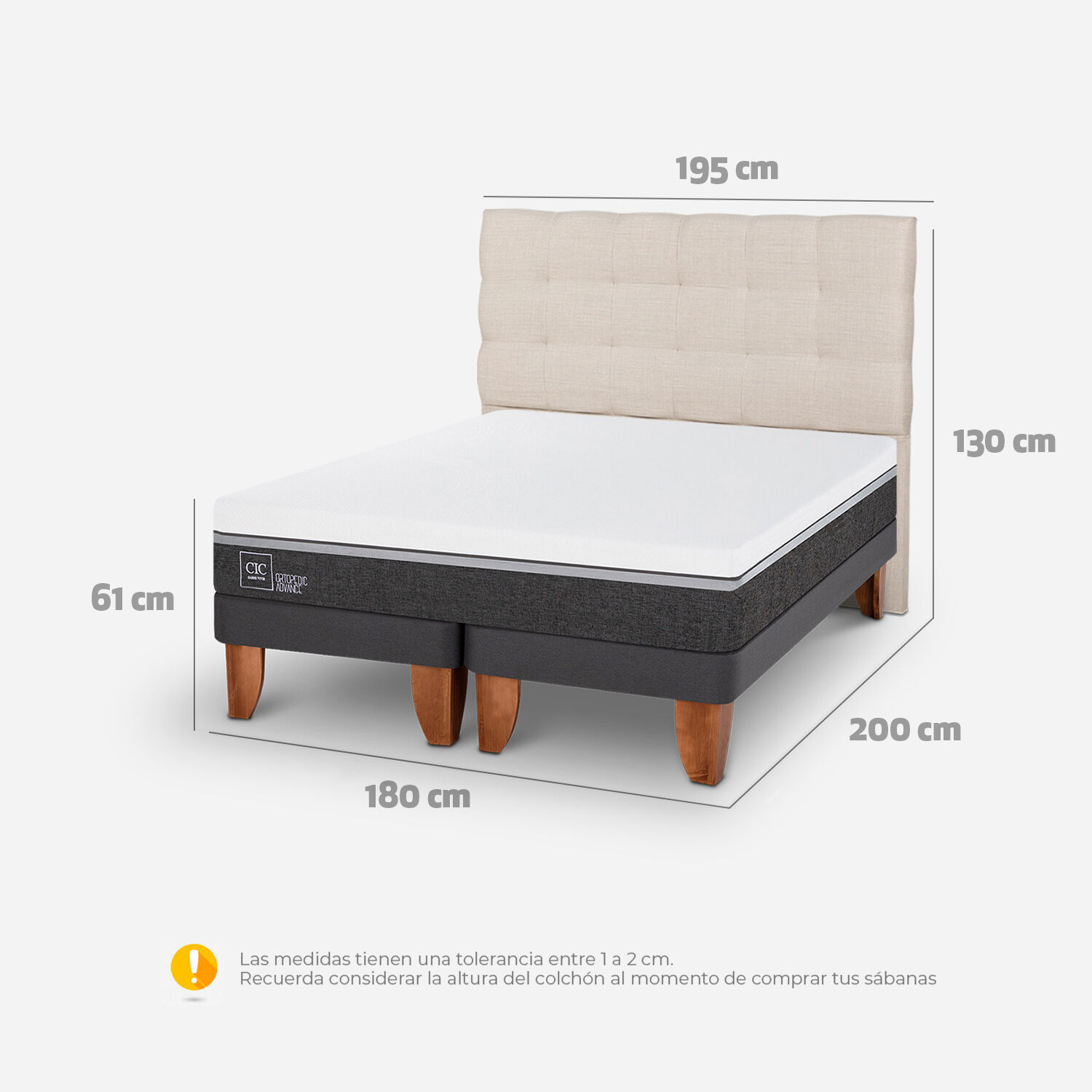 Cama Europea King Ortopedic Advance + Respaldo Ebro