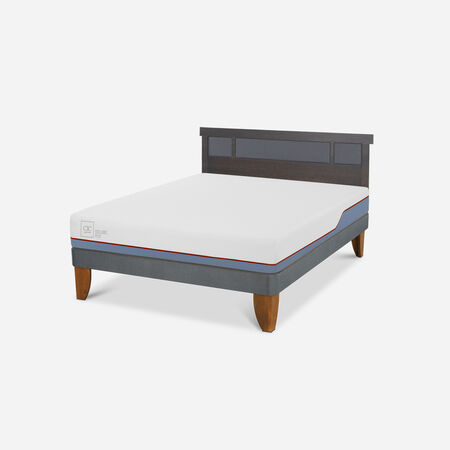 Cama Europea 2 Plazas Excellence Plus Base Normal + Respaldo Dubl&iacute;n Gris
