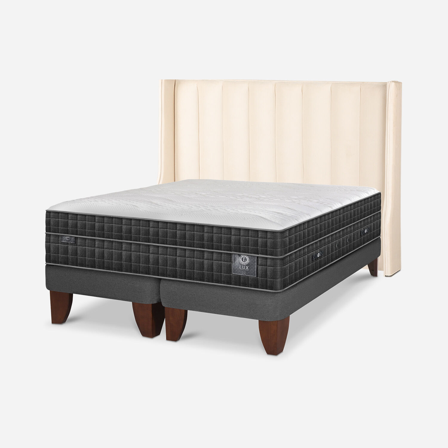 Cama Europea 2 Plazas Lux Base Dividida + Respaldo Panaro