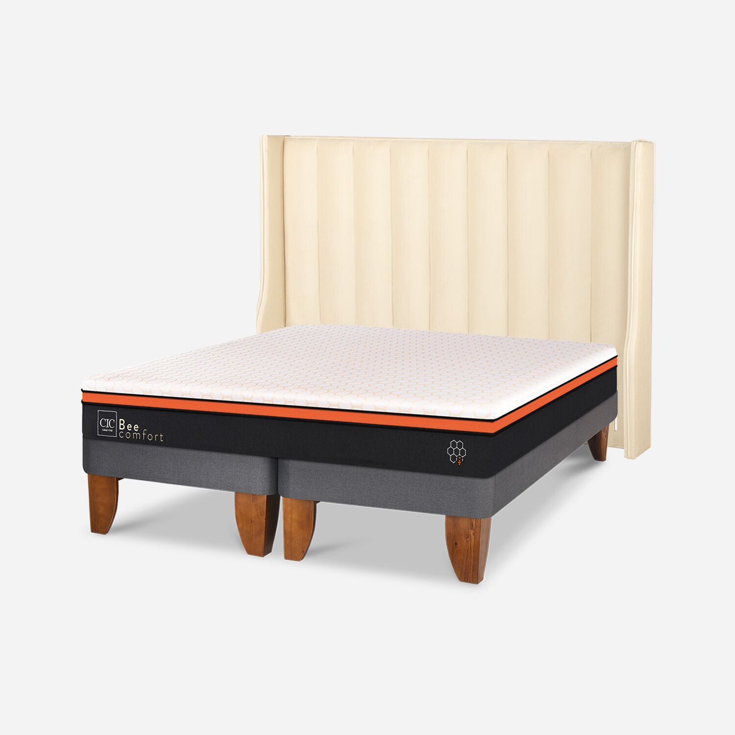 Cama Europea King Bee Comfort + Respaldo Panaro