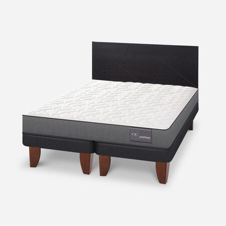 Cama Europea 2 Plazas Anatomic Base Dividida + Respaldo Villarrica Negro