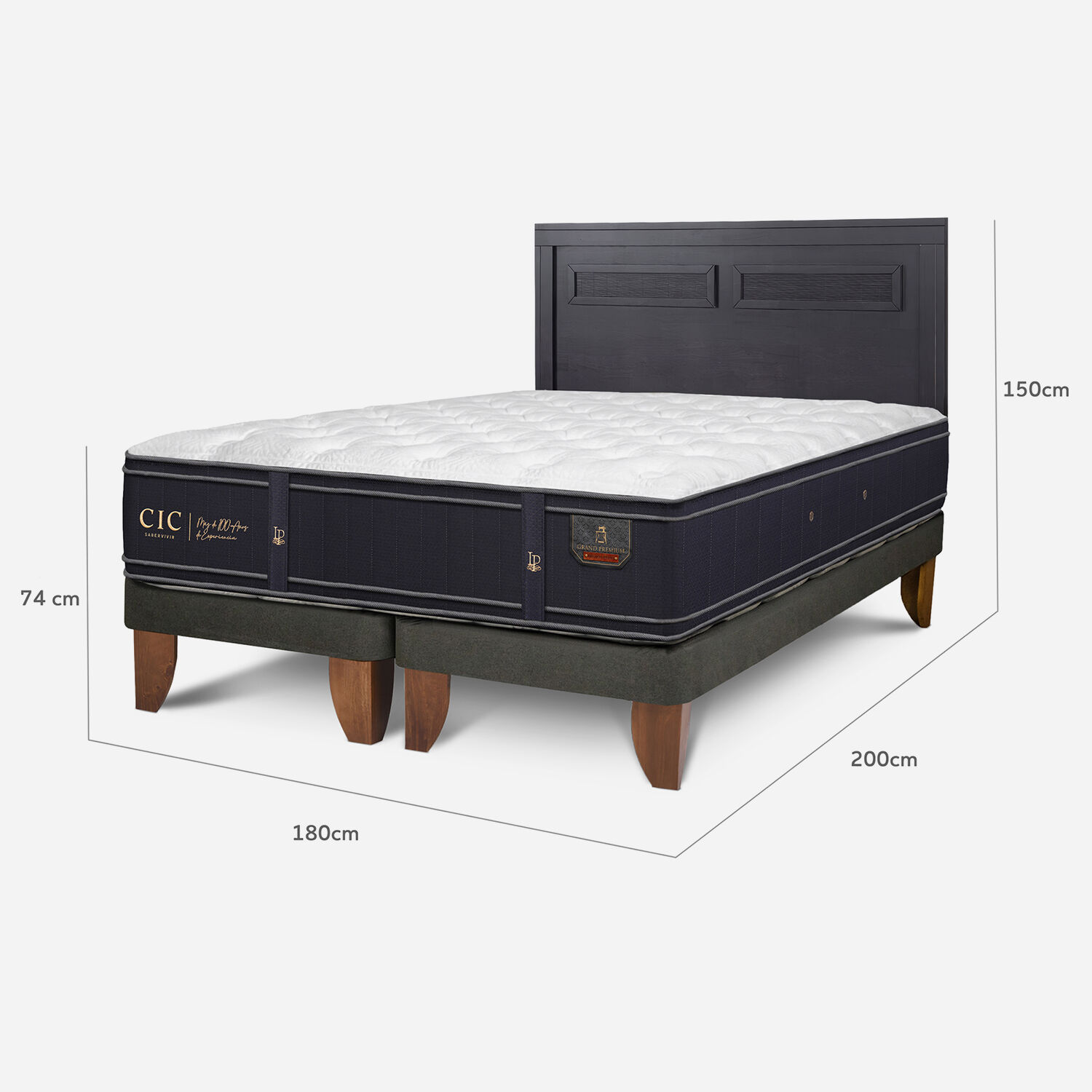 Cama Europea King Grand Premium + Respaldo Mil&aacute;n Negro