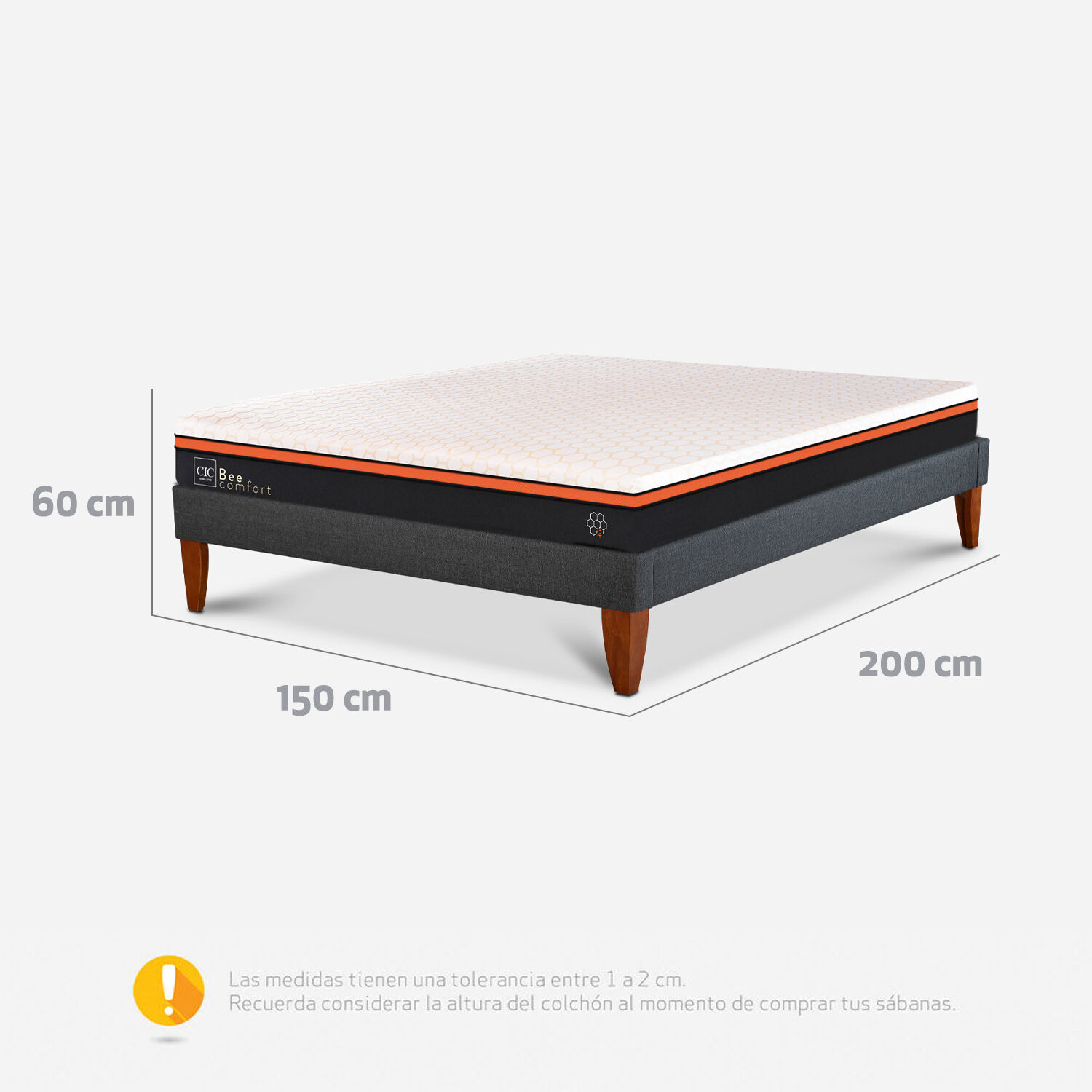 Cama Europea Box 2 Plazas Bee Comfort 150x200
