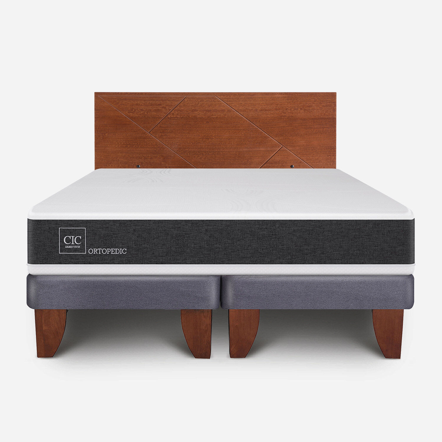 Cama Europea 2 Plazas Ortopedic Base Dividida + Respaldo Villarrica Caramel