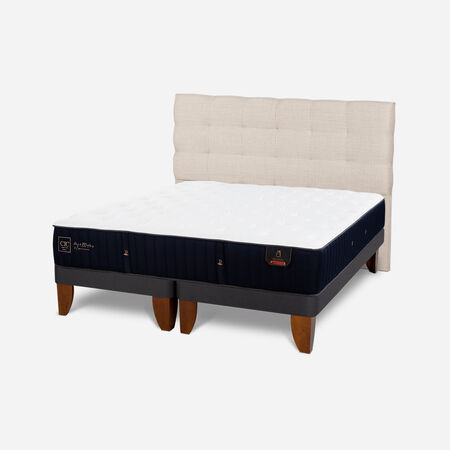 Cama Europea 2 Plazas Premium Base Dividida + Respaldo Ebro