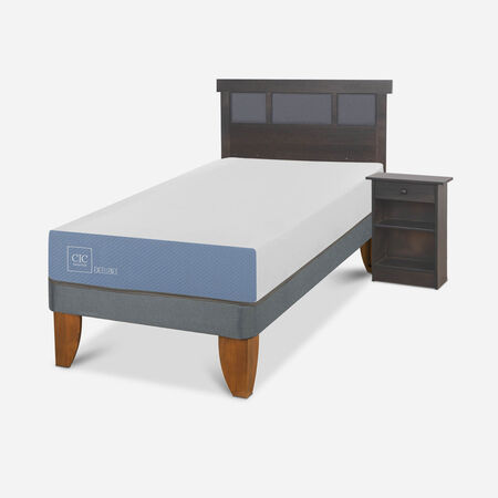 Cama Europea 1 Plaza Excellence + Set Dubl&iacute;n Gris