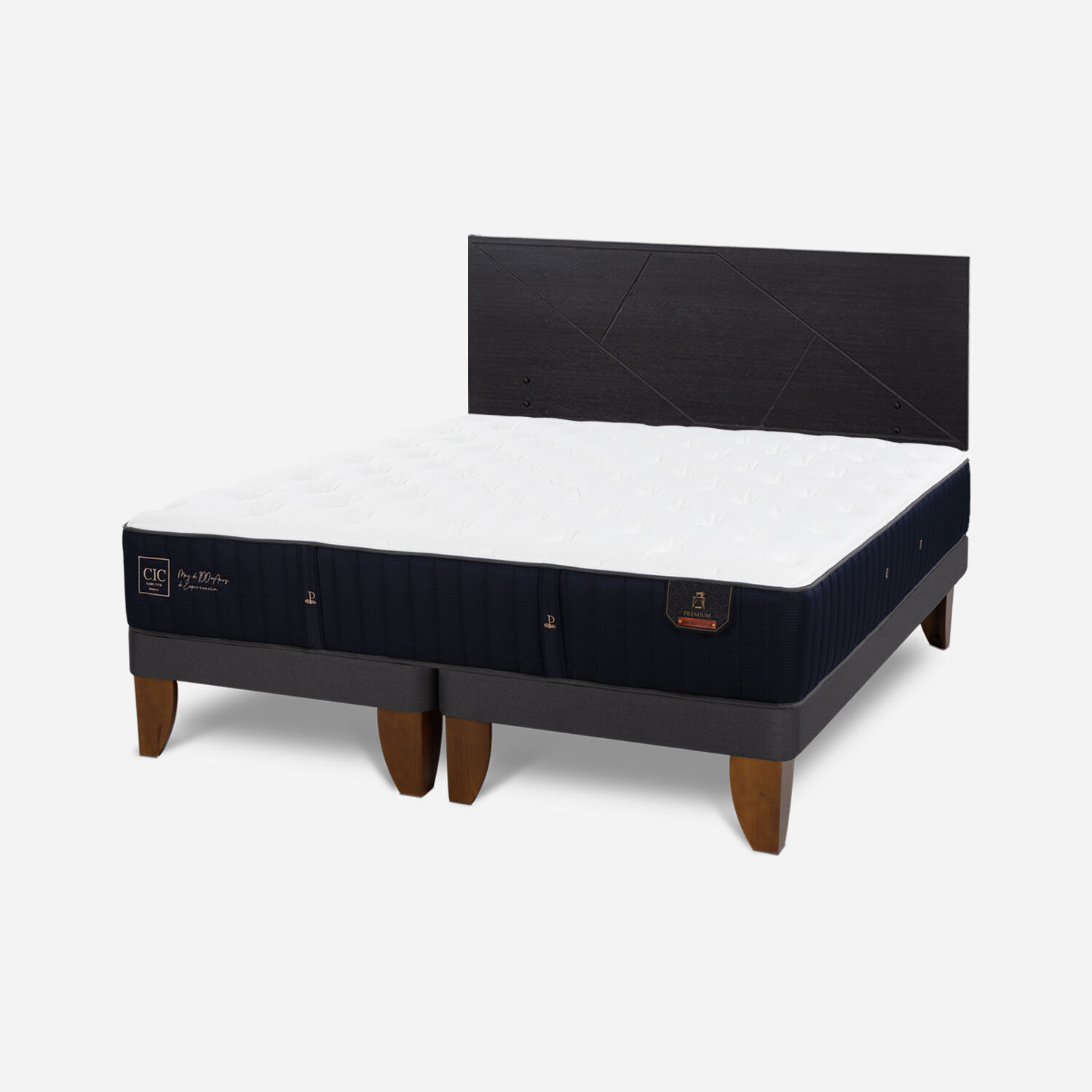 Cama Europea King Premium + Respaldo Villarrica Negro
