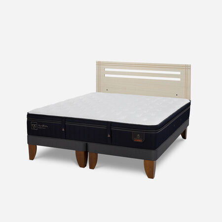 Cama Europea 2 Plazas Super Premium Base Dividida + Respaldo M&uacute;nich Alpino