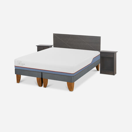 Cama Europea 2 Plazas Excellence Plus Base Dividida + Set Villarrica Gris