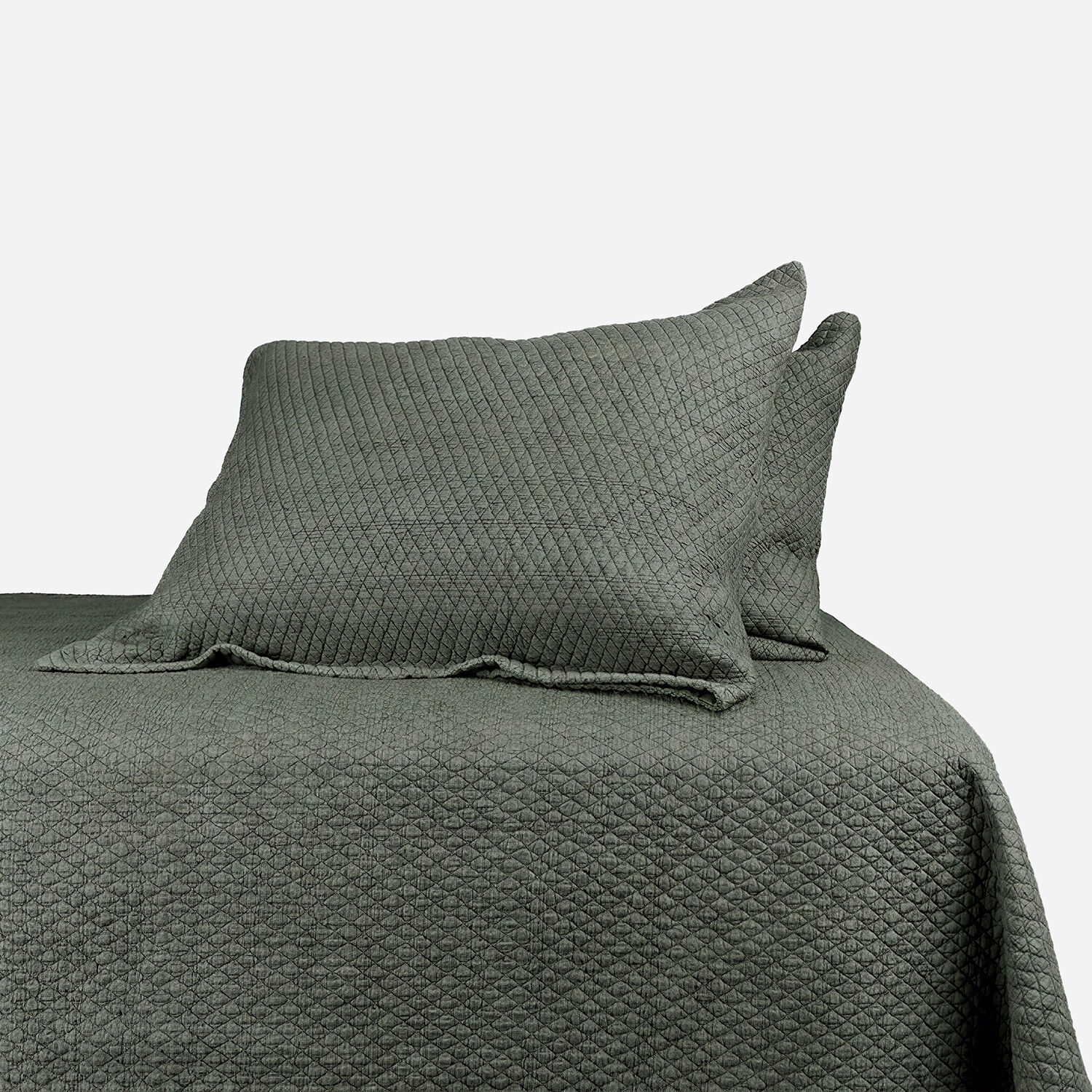 Quilt 2 Plazas Microfibra Stonewash Verde Humo