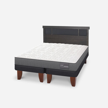 Cama Europea 2 Plazas Anatomic Base Dividida + Respaldo Dubl&iacute;n Gris